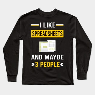 3 People Spreadsheet Spreadsheets Long Sleeve T-Shirt